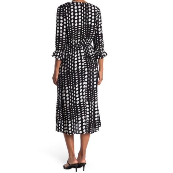 Dress M elloDay Dot Print V-Neck 3/4 Sleeve - Picture 2 of 6